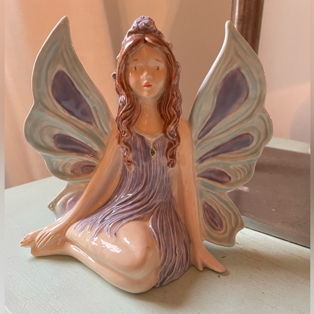 Handmade Fairy Figurine with Purple Wings
